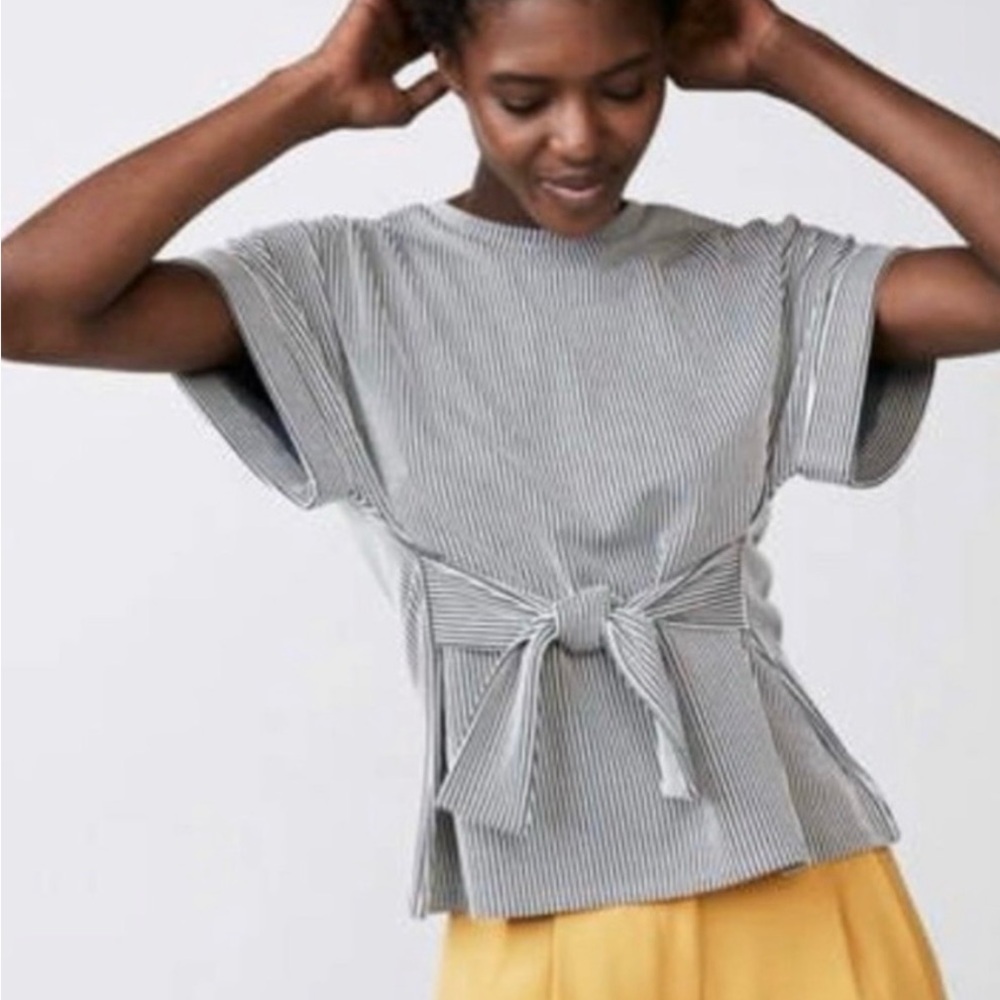 Express Gray Tie Front Boxy T-Shirt